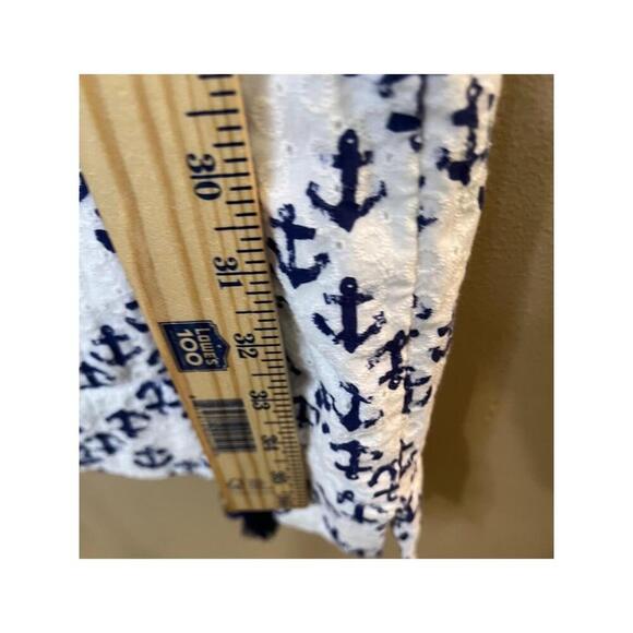 Vineyard Vines Shirt Dress White Navy Anchor Button Front Preppy Coastal Size 16 - Picture 12 of 12